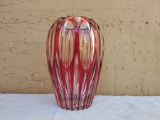 Vase Vintage En Cristal Val Saint Lambert Couleur Myrtille Rouge Années 70