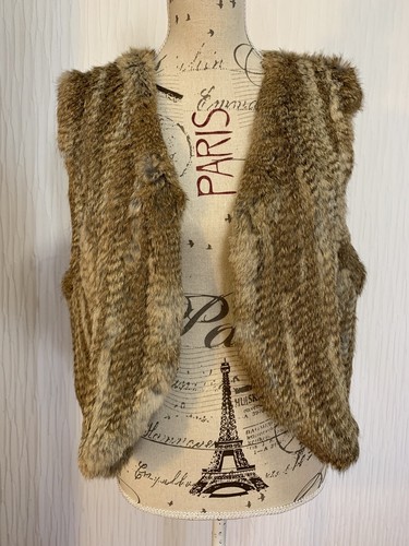 Gilet fourrure lapin tricoté - fourrure,
