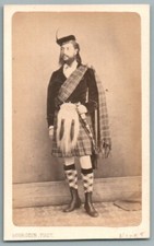 CDV 1870 Homme à identifier Costume Ecossais Highland Scottish Kilt Sporran Foto