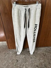 Hollister Men's Fleece Logo Graphic Jogger Sweat Pants Heather Gray Size:Small