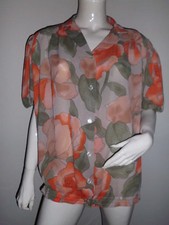 CHEMISIER FEMME ORIGINAL GRIS A MOTIF FLEURI VIEUX ROSE/BRIQUE KAKI T:44/46