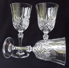 SET OF 3 D'ARQUES /DURAND "DANUBE" CUT CRYSTAL WATER GOBLETS 7-1/2" T 