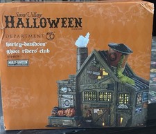 Dept 56 RetiredSnow Village Halloween Harley Davidson Ghost Riders Club 4044878