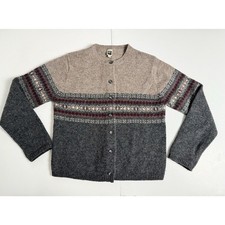 100% Shetland Wool Sweater Womens Medium Cardigan Vintage Smart Set FLAW