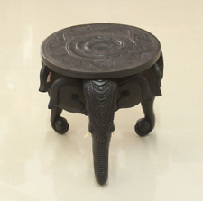 Elephant 3 Head Bench Unique Handcrafted Foot Stool Low Seat Solid Wood Table