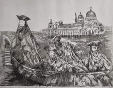 Retour vers l’aube – Venise – Pointe sèche EA signée – Roger Jouan 24x32 cm