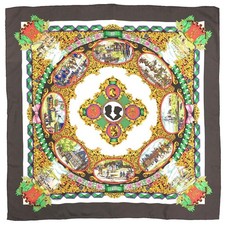 HERMES L'ENTENTE CORDIALE Carre 90 Silk 100% Scarf Multicolor/HE6690