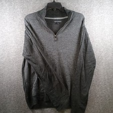 Tricots St. Raphael Sweater Mens Large 1/4 Quarter Zip Gray Grey 100% Acrylic