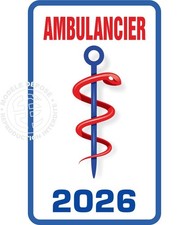 Caducée Ambulancier 2026 -(version 1) Sticker autocollant pare-brise VSL Taxi