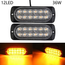 2PCS 12 LED Stroboscope Flash Feux Voiture Camion Panne Gril Lampes Ambre Alarme