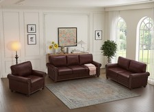 Faux Leather 3 Pieces Sofa Set