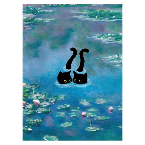Affiche impressionniste chats - affiche,