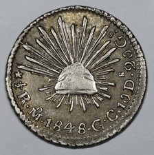 Rare Monnaie Argent, 1/2 Real 1848 MoGC - MEXICO
