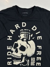 Harley-Davidson Moto Men Size Large Skull Ride Hard Die Free T-Shirt Black NEW L