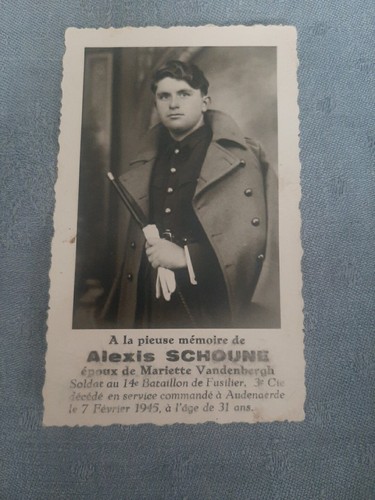 Faire part soldat belge 1945 - part,