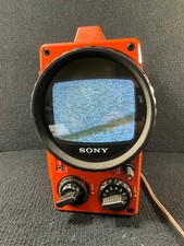 VINTAGE ROTATING SCREEN SONY TV-511 TRANSISTOR TV RECEIVER RARE ORANGE. WORKS. 1