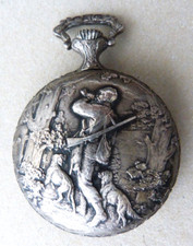 Montre  gousset MORTIMA Swiss chasse chasseur chien pocket watch fonctionne