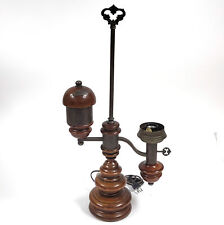 Vintage Wood Brass 26" Quinquet Lamp 220v Europlug Works BD873