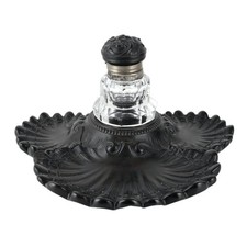 c1860 French Bois Derci inkwell with Cut Glass insert