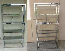  PAIR OF MOD SPACE AGE CHROMED ALUMINIUM RECTANGULAR CUBED ETAGERES (1/4 P) 