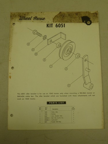Wheel horse 1045 tractor parts - horse,