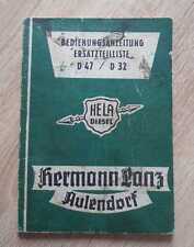 Hermann Lanz Aulendorf D32 + D47 Instructions + Spare Parts List