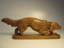 SCULPTURE EN BOIS CHIEN DE CHASSE A L'AFFUT/CHIEN D'ARRET/ DOG    (Décoretout31)