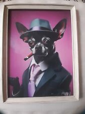 Tableau Impression sur Toile représentant un Chiwawa sous vitre encadré