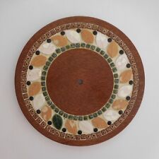 Handmade Round Tray Wood Ceramic Mosaic Vintage Art Deco Table N4188