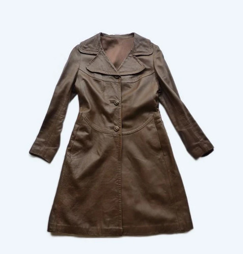 Manteau cuir marron vintage