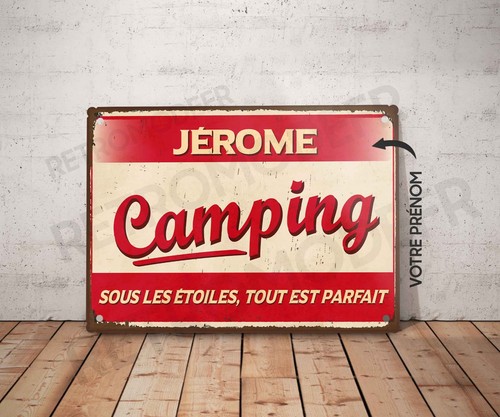 Plaque métal vintage camping - plaque,