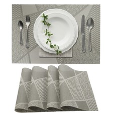 4 Sets of Kitchen Dining Room Block Pattern Table Sets, Brown