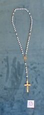 Antique Large Blue Stone Beaded Rosary, Cross Metal and Bakelite Heavy LotB