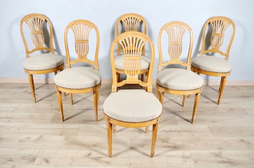 Six chaises style louis xvi - six,