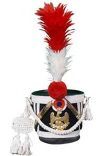 Shako Casque Cuir Napoléonienne Français Militaire 2 Couleur Pompon