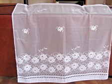 voilage décor fleuri 95x136cm avec rufflette synthétique rideau blanc bandeau