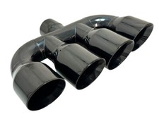 Quad Exhaust Tip Center 2.50 inlet 3.50 X 15.00  WQUAD35015-250-BC-SS Rolled Sla