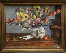 Antique Still Life Painting Painting, Bouquet of Flowers 1973