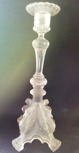 Joli bougeoir verre moulé - bougeoir,