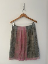 Womens Olivier Strelli Skirt Size 40 Silk Cotton Skirt Pink Gray Pleated