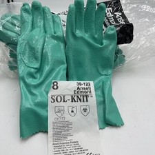 12 Pair Ansell 39-122 Sol-Knit Nitrile Chemical Resistant Work Gloves Size 8