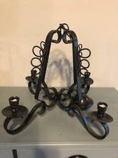 Ancien Lustre en Fer Forgé 4 Branches Vintage Plafonnier Suspension