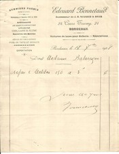 Bordeaux (33) Invoice 1908. E.Bonnetaud.Sommiers Phénix.cours Tourny.