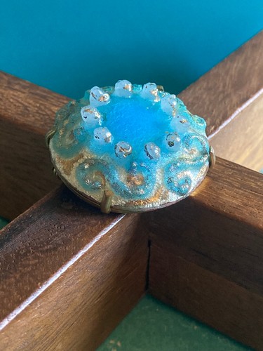 Vintage broche bleue email - vintage,
