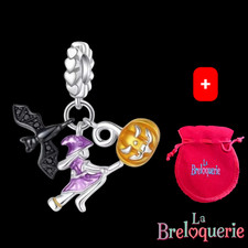 Charm  sorcière - Pour bracelet PANDORA - Argent Sterling 925. + pochette
