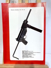 Ancienne Affiche document militaire Pistolet Mitrailleur USM3  ww1 ww2