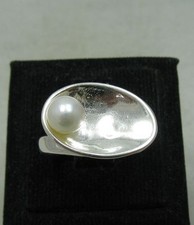 Bague en argent sterling véritable avec pearl solid poinçonnée 925