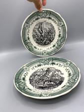 Lot 2 assiettes Sarreguemines Napoléon – SOPAD – Orig. Print 1830 – décor vert