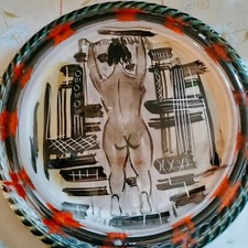 MAGNIFIQUE PLAT VALLAURIS  signé 30 CM   /MADOURA  capron cloutier, Jouve  BLIN