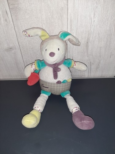 Doudou lapin blanc beige - , prune